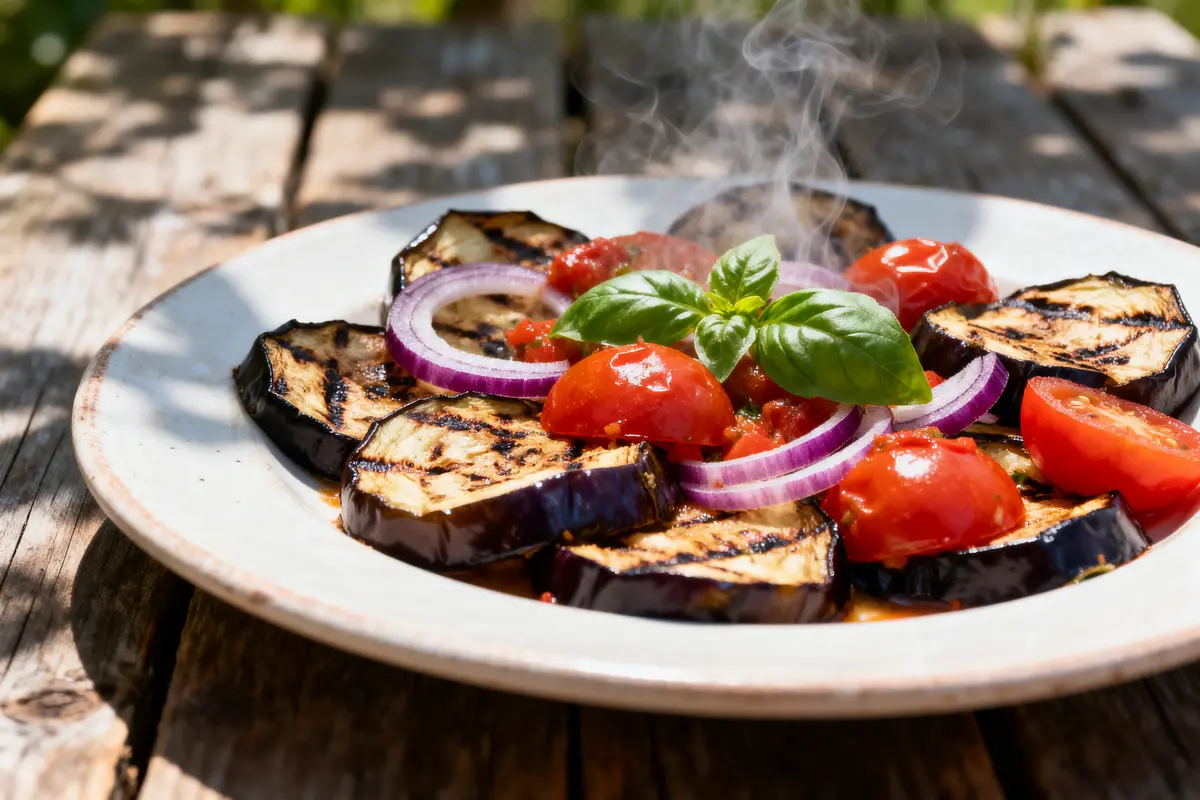 Salade d’aubergine grillée aux tomates séchées et feta ?