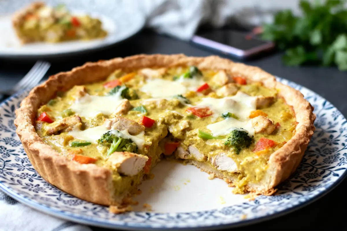 Tarte au poulet et curry : Recette facile et savoureuse