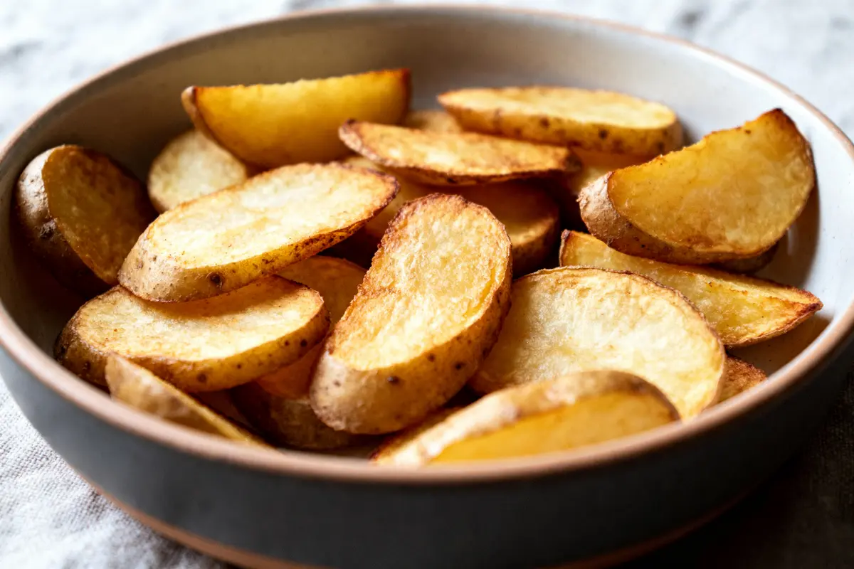 Bol de délicieuses chips maison au four dorées et croustillantes sur une table blanche