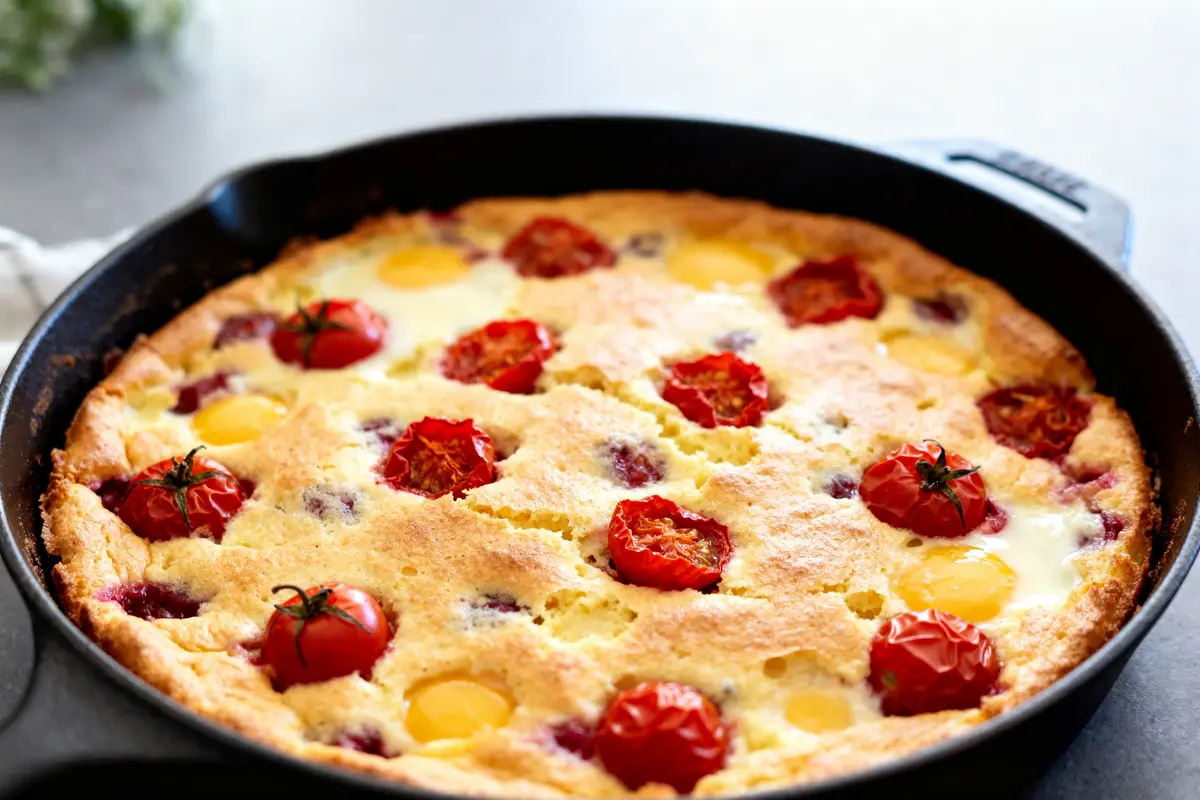 Clafoutis au tomate cerise : Recette facile, rapide et savoureuse