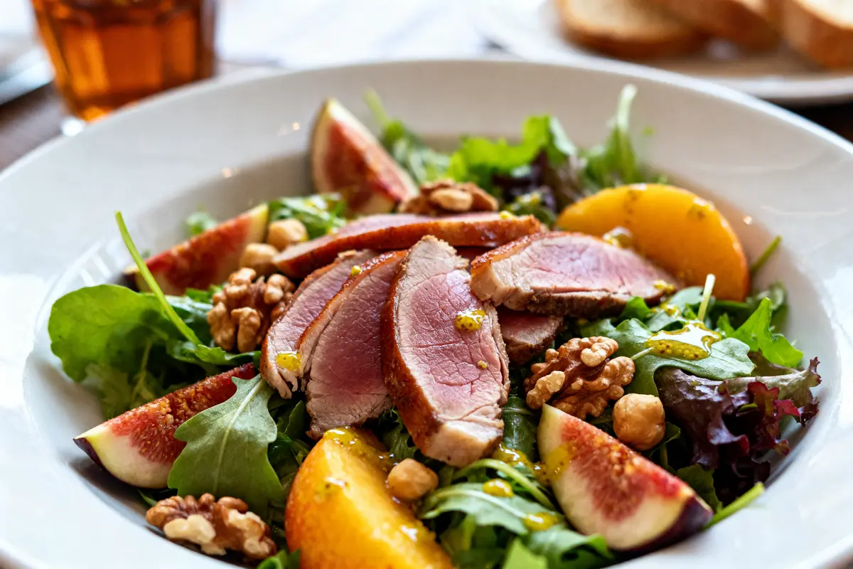 Magret de canard salade : Recette facile au goût fruité